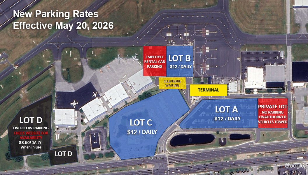 Wilmington Airport ILG Parking Rates as of May 20, 2026