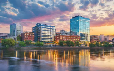 Wilmington Delaware Sunrise Aerial of the Riverfront Destination