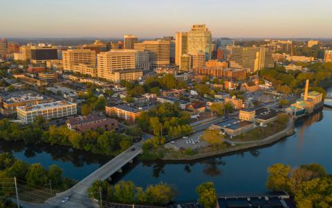 Wilmington Delaware Aerial View from North of the City toward the South